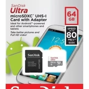 tarjeta de memoria sandisk ultra con adaptador sd 64gb