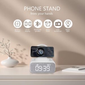 parlante combo ms w002 6 en 1 reloj / luz / bt / holder / fm / qi 15w