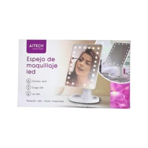 espejo led maquillaje aitech regulable 360º blanco