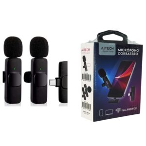microfono corbatero aitech entrada tipo c iphone 2 mic