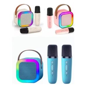parlante 3" k52 c/ 2 microfonos inalambrico 6w colores varios